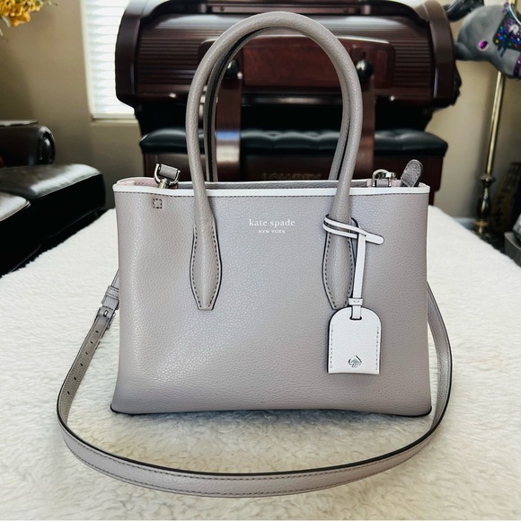 kate spade Handbags - Kate Spade Eva Grain Leather Top Zip Soft Taupe Satchels/Crossbody Small Bag